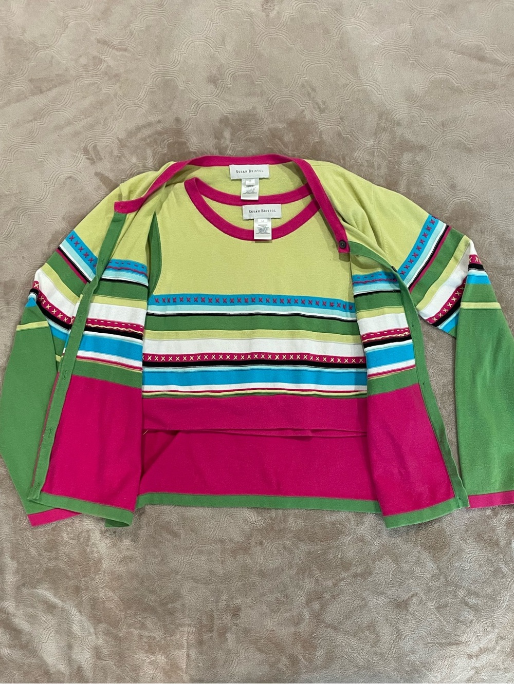 Susan Bristol top and cardigan combo